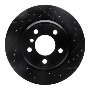 BMW X5 Brake Rotor (1) - Rear Right - R1 Concepts - Drilled & Slotted - Black - `02-`06